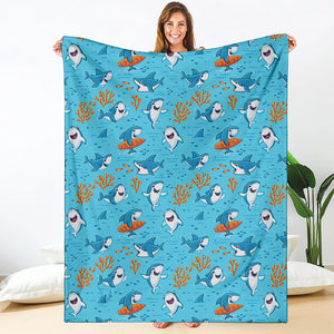 Cute Shark Pattern Print Blanket