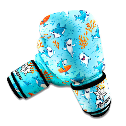 Cute Shark Pattern Print Boxing Gloves