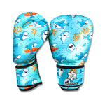 Cute Shark Pattern Print Boxing Gloves