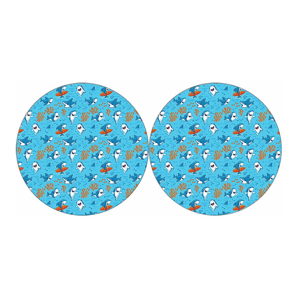 Cute Shark Pattern Print Car Coasters