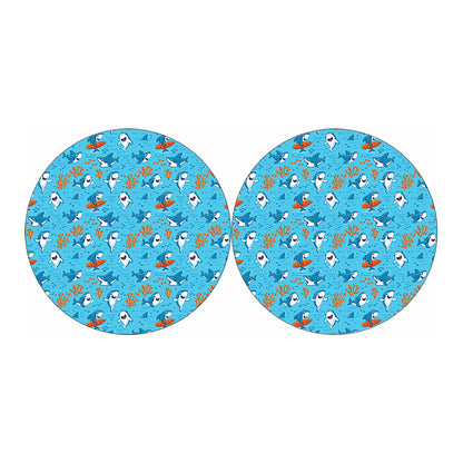 Cute Shark Pattern Print Car Coasters