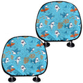 Cute Shark Pattern Print Car Headrest Covers