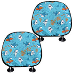 Cute Shark Pattern Print Car Headrest Covers