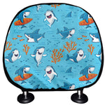 Cute Shark Pattern Print Car Headrest Covers