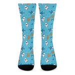 Cute Shark Pattern Print Crew Socks