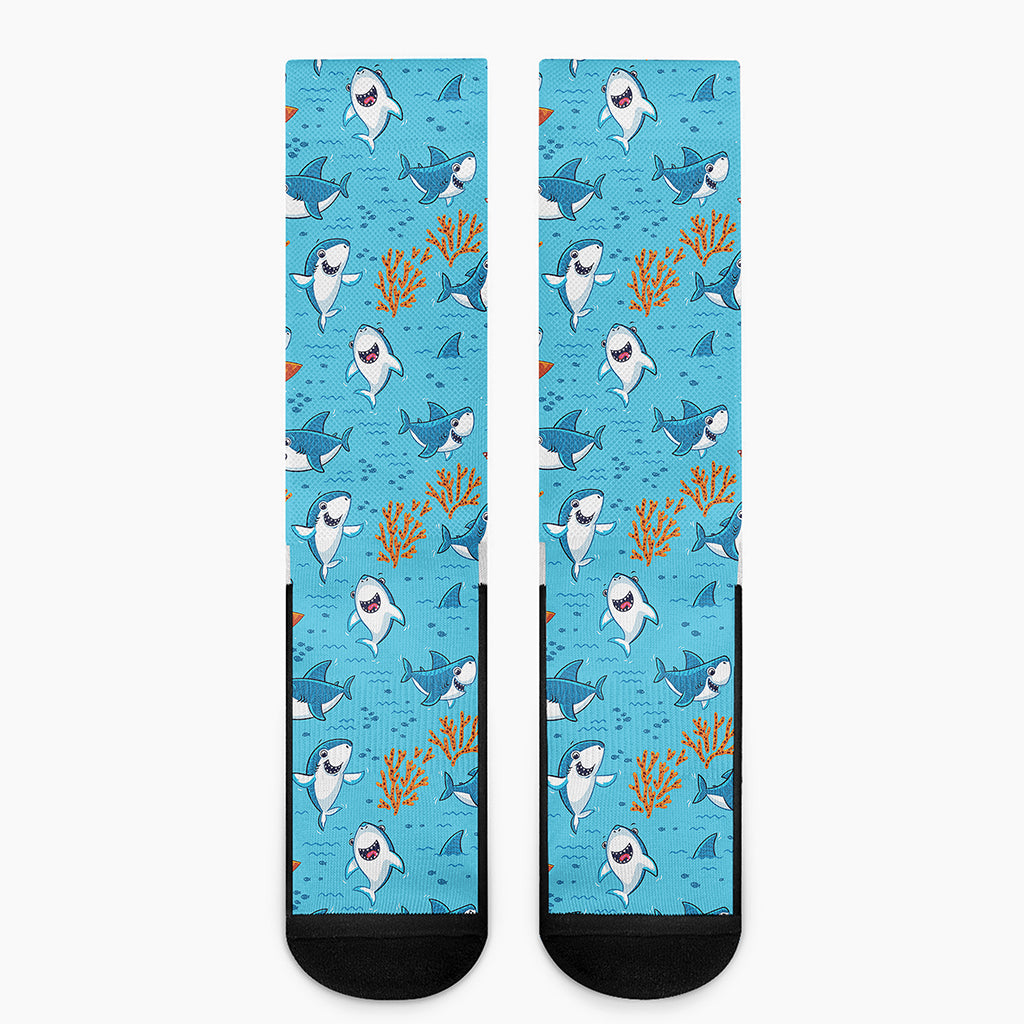 Cute Shark Pattern Print Crew Socks