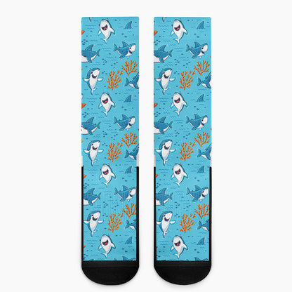 Cute Shark Pattern Print Crew Socks
