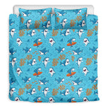 Cute Shark Pattern Print Duvet Cover Bedding Set