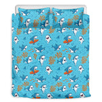 Cute Shark Pattern Print Duvet Cover Bedding Set