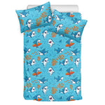 Cute Shark Pattern Print Duvet Cover Bedding Set