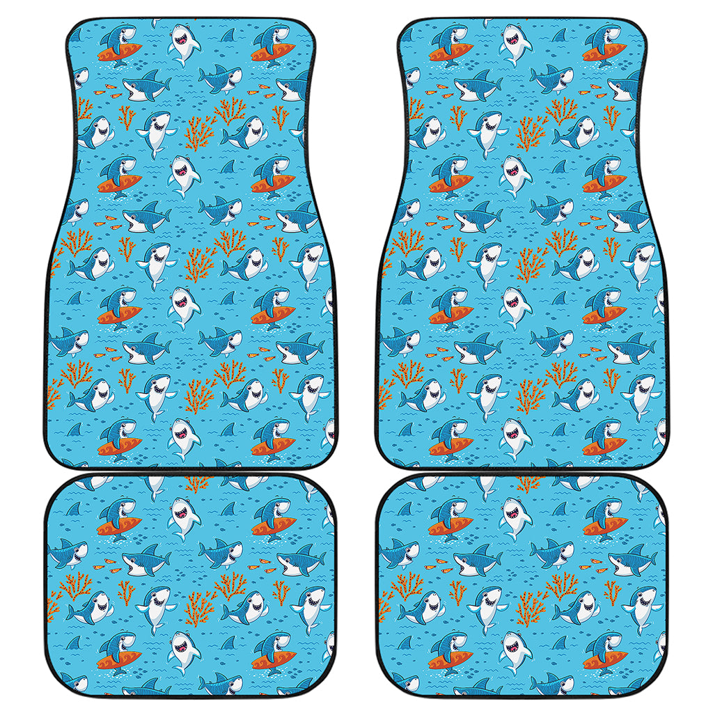 Cute Shark Pattern Print Front and Back Car Floor Mats