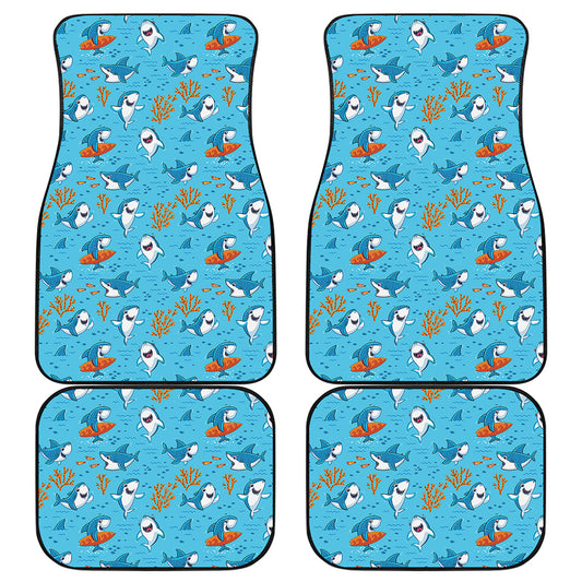 Cute Shark Pattern Print Front and Back Car Floor Mats