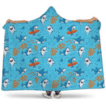 Cute Shark Pattern Print Hooded Blanket