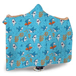 Cute Shark Pattern Print Hooded Blanket