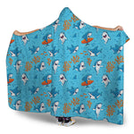 Cute Shark Pattern Print Hooded Blanket
