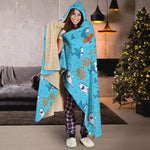 Cute Shark Pattern Print Hooded Blanket