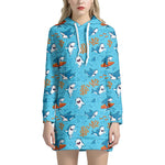 Cute Shark Pattern Print Hoodie Dress