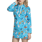 Cute Shark Pattern Print Hoodie Dress