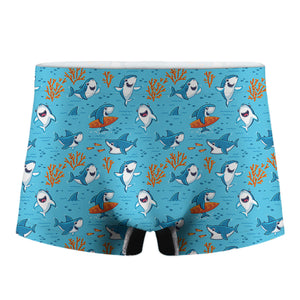 Cute Shark Pattern Print Men's Boxer Briefs