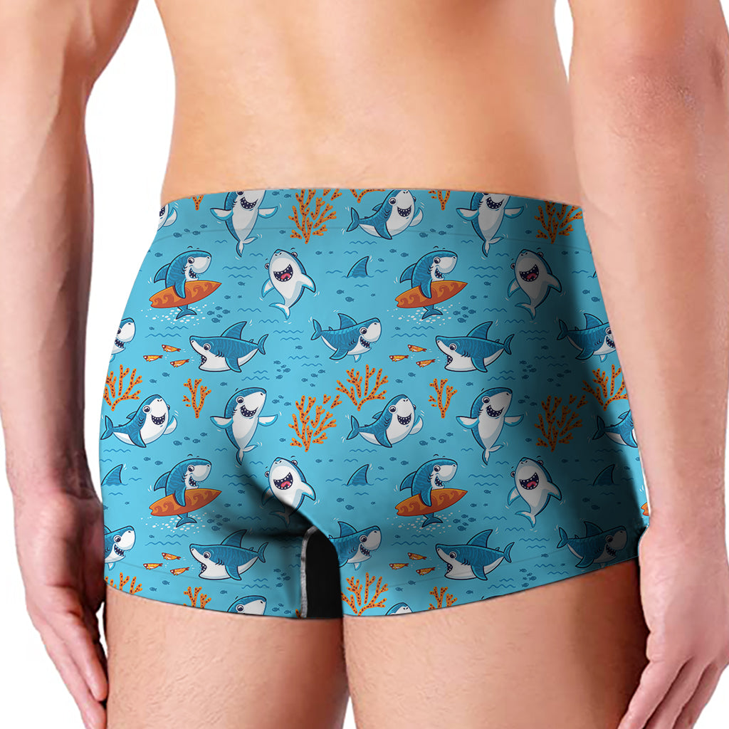 Cute Shark Pattern Print Men's Boxer Briefs