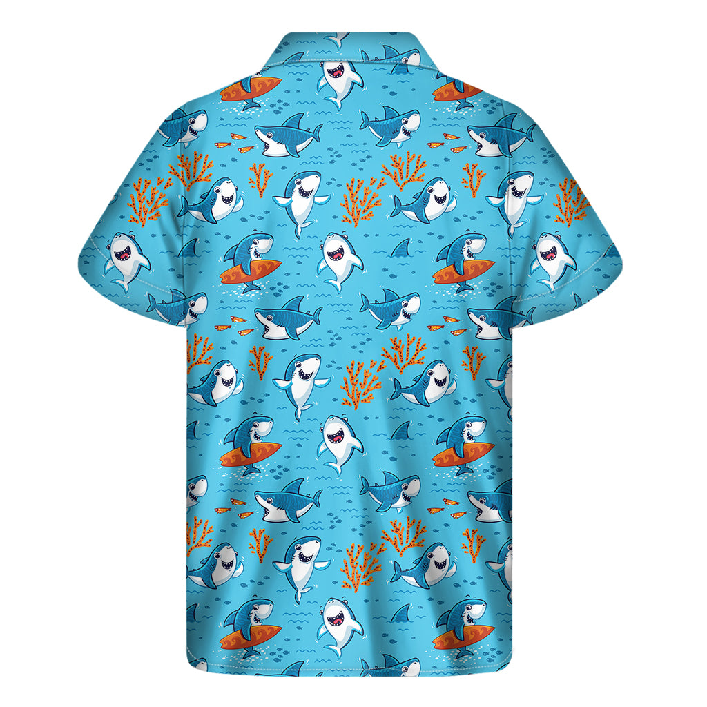 Cute Shark Pattern Print Men's Short Sleeve Shirt