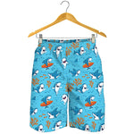 Cute Shark Pattern Print Men's Shorts