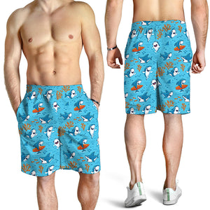 Cute Shark Pattern Print Men's Shorts