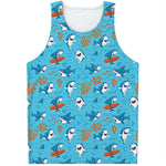 Cute Shark Pattern Print Men's Tank Top