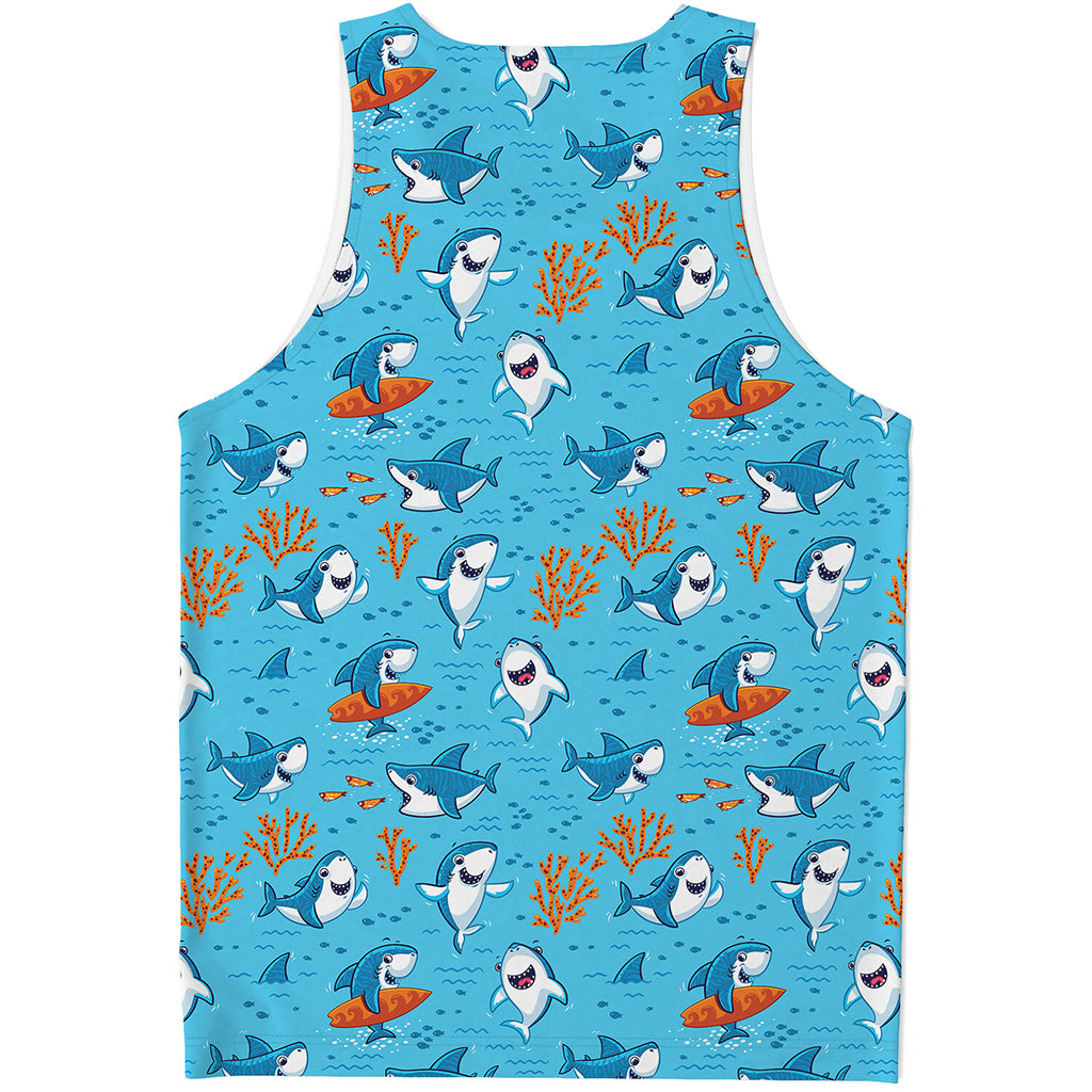 Cute Shark Pattern Print Men's Tank Top