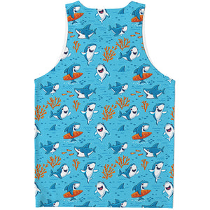 Cute Shark Pattern Print Men's Tank Top