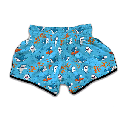 Cute Shark Pattern Print Muay Thai Boxing Shorts