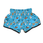 Cute Shark Pattern Print Muay Thai Boxing Shorts