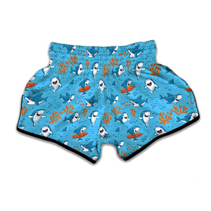 Cute Shark Pattern Print Muay Thai Boxing Shorts