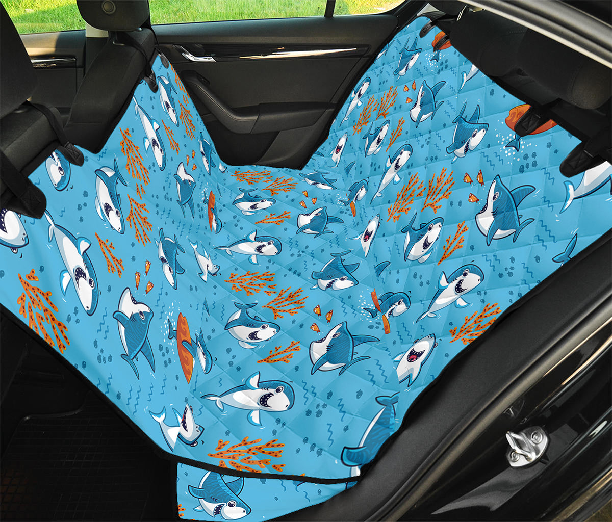 Cute Shark Pattern Print Pet Car Back Seat Cover