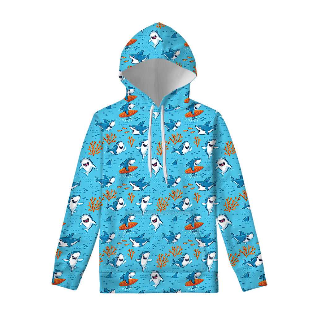 Cute Shark Pattern Print Pullover Hoodie