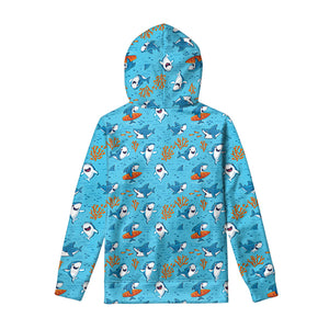 Cute Shark Pattern Print Pullover Hoodie