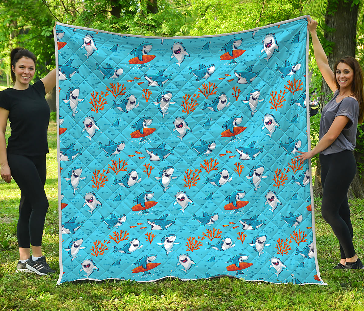 Cute Shark Pattern Print Quilt