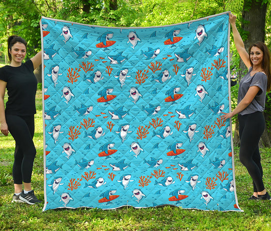 Cute Shark Pattern Print Quilt