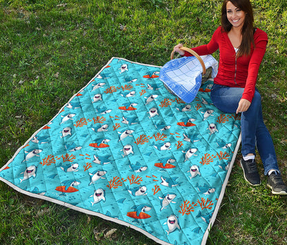 Cute Shark Pattern Print Quilt