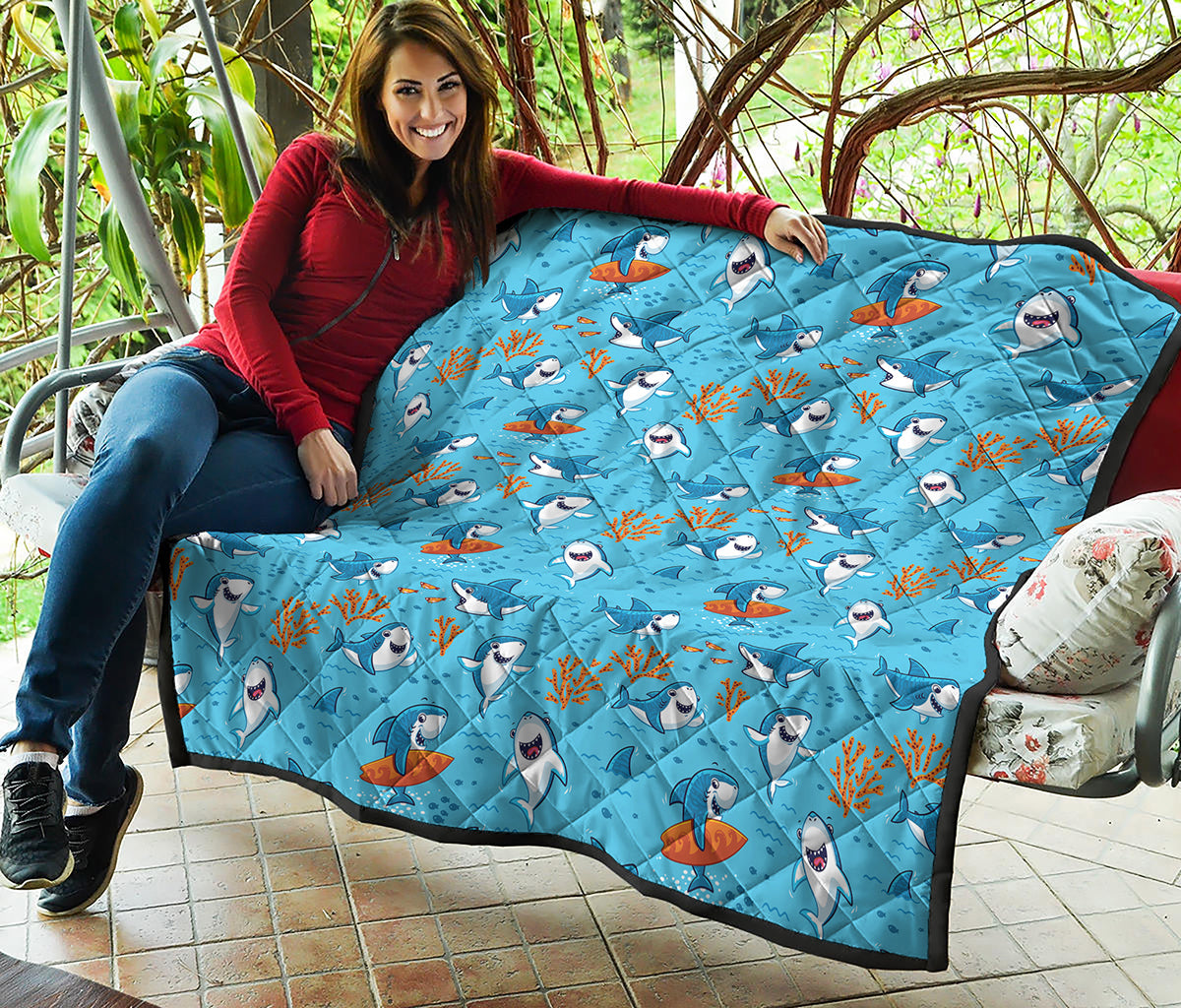 Cute Shark Pattern Print Quilt
