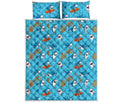 Cute Shark Pattern Print Quilt Bed Set