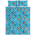 Cute Shark Pattern Print Quilt Bed Set