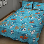 Cute Shark Pattern Print Quilt Bed Set