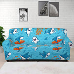 Cute Shark Pattern Print Sofa Cover