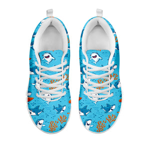 Cute Shark Pattern Print White Sneakers