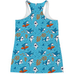 Cute Shark Pattern Print Women's Racerback Tank Top