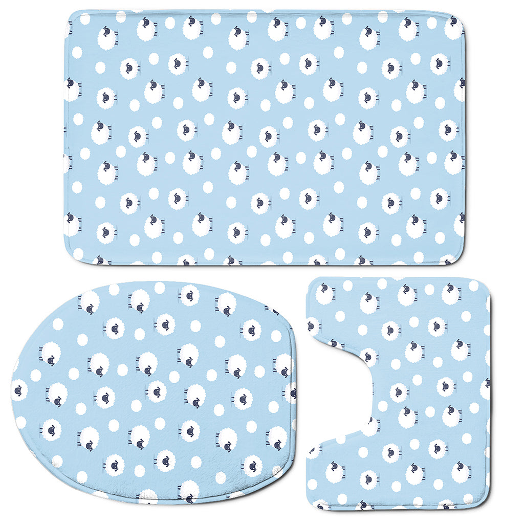 Cute Sheep Pattern Print 3 Piece Bath Mat Set