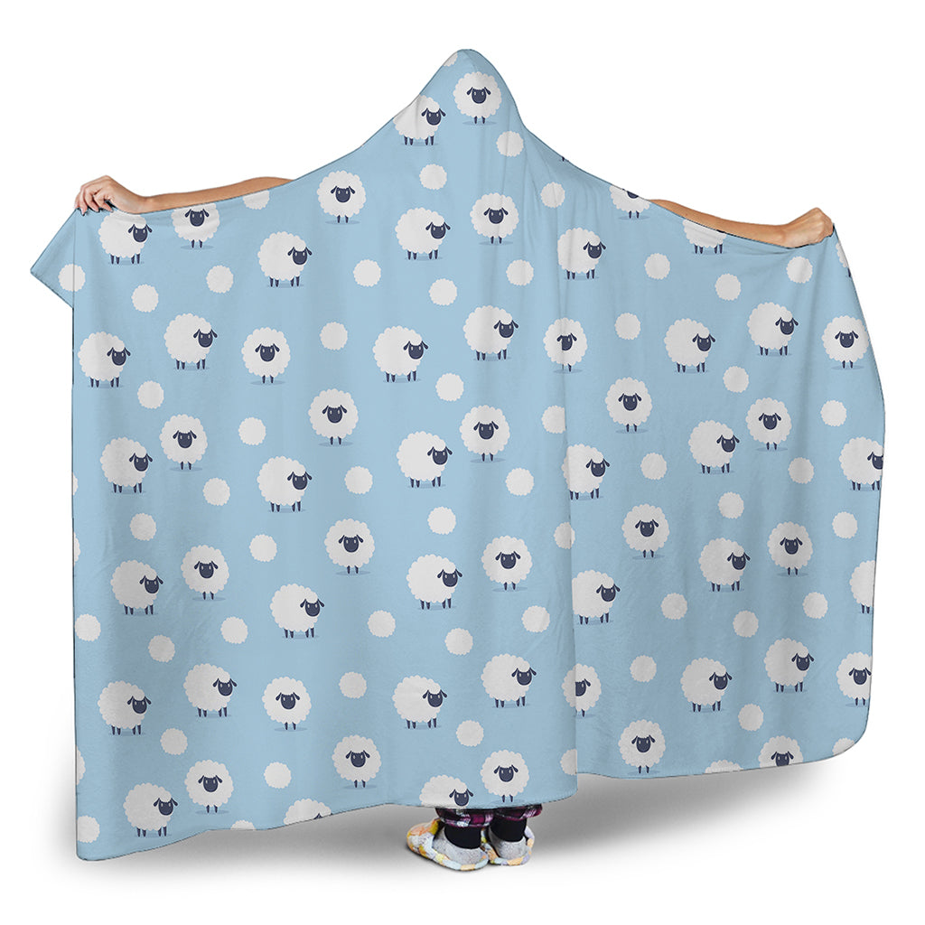 Cute Sheep Pattern Print Hooded Blanket