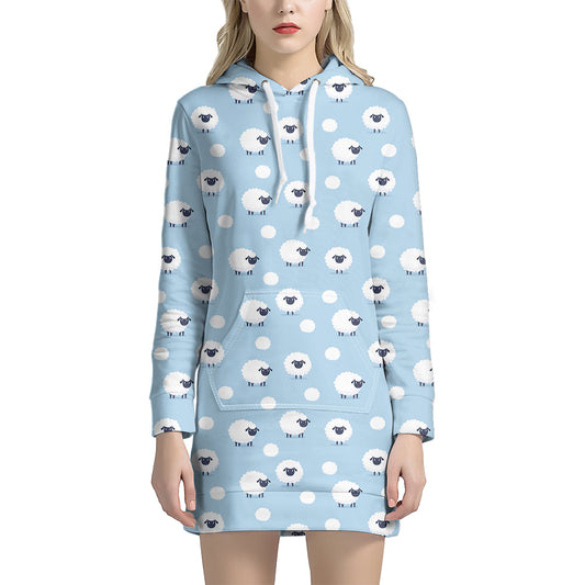 Cute Sheep Pattern Print Hoodie Dress
