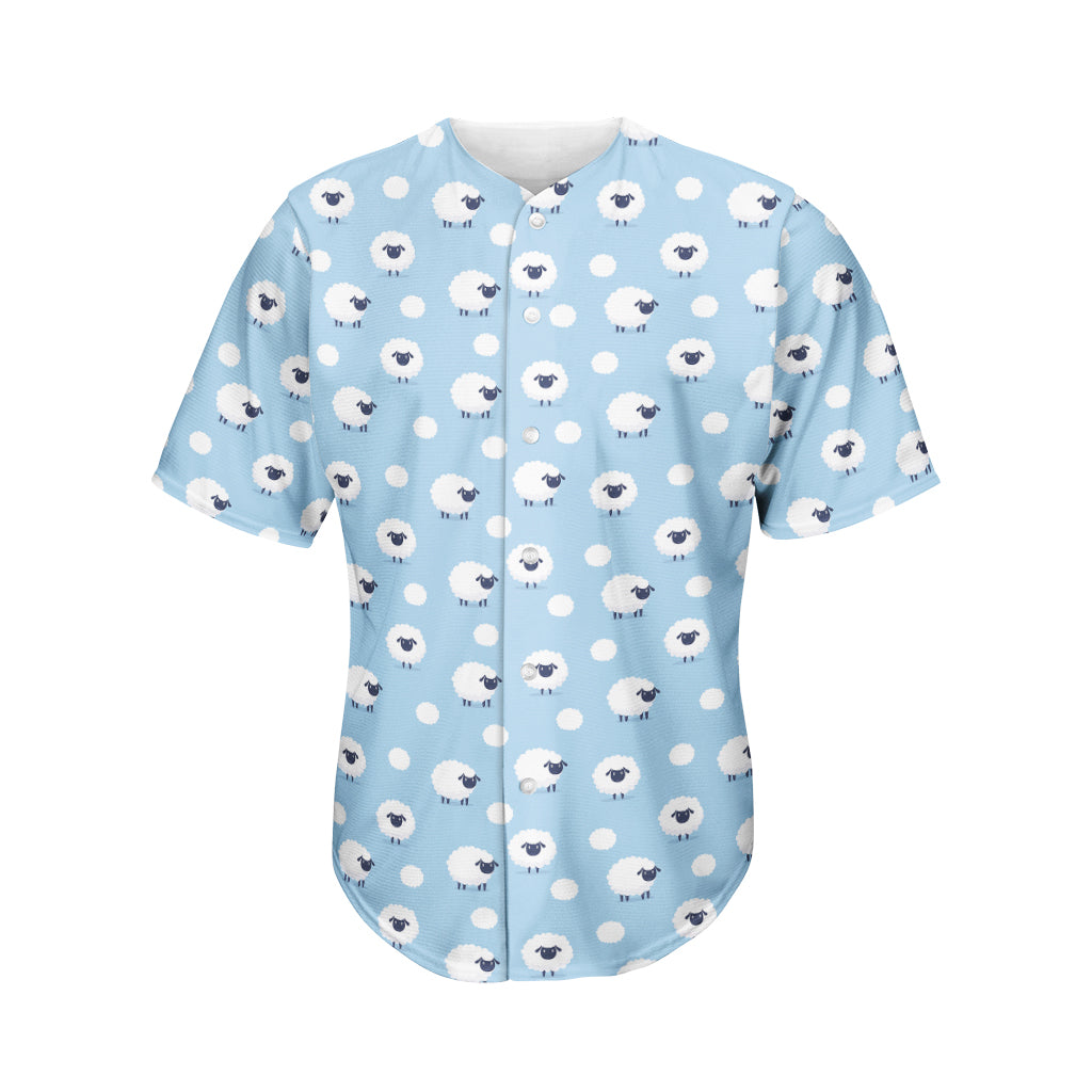 Cute Sheep Pattern Print Men's Baseball Jersey